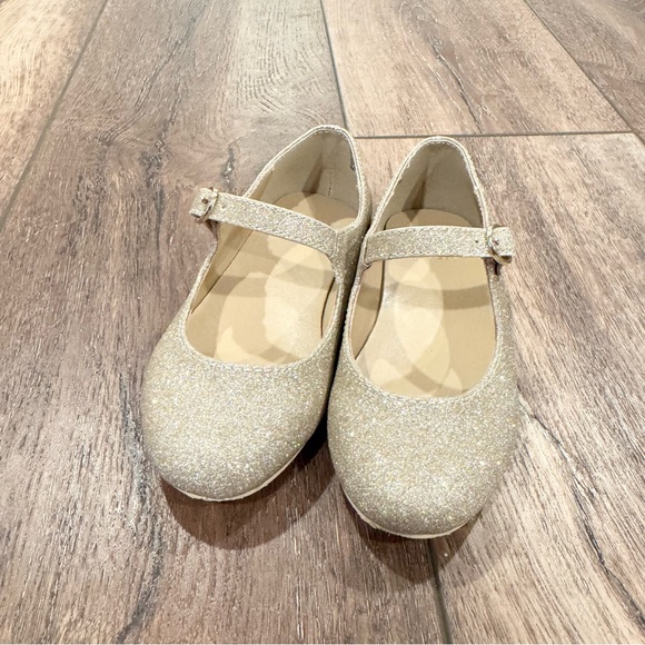 Janie and Jack Ballet Flat Gold Glitter Formal Event Wedding Flower Girl Easter - Picture 2 of 8